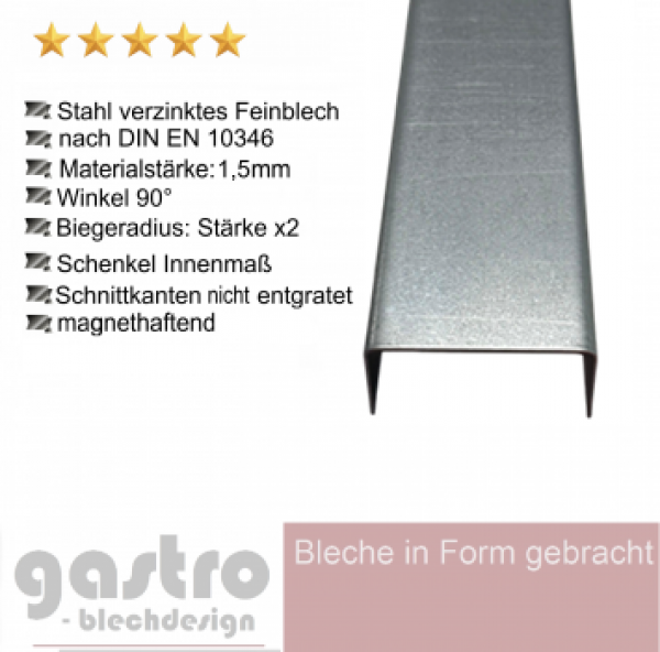 U-Profil aus Stahl verzinkt 1,5mm